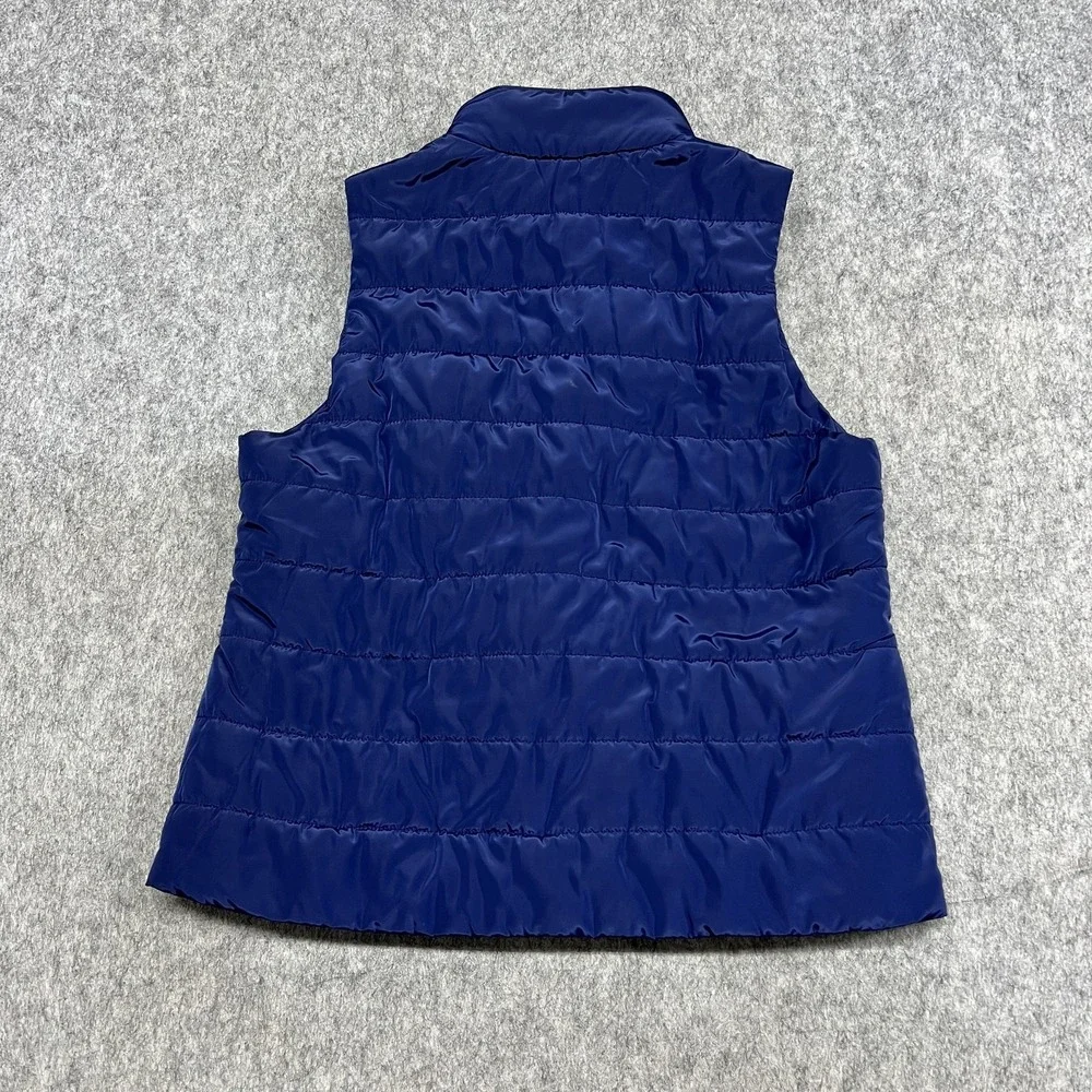 Michael Kors‎ Vest Womens Medium Blue Quilted Snap Front Stand Collar Puffer